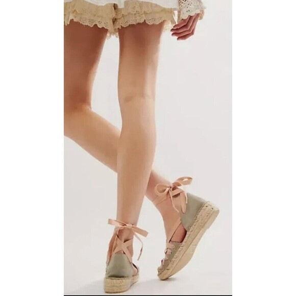 Free People Heat Wave Corset Wrap Ribbons Espadrille 38/7.5 Fairy Grunge - Picture 2 of 14